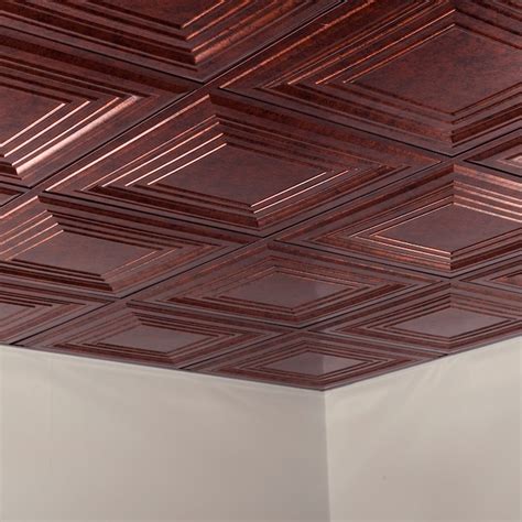 Fasade 2 Ft X 2 Ft Traditional 3 Moonstone Copper Pvc Drop Ceiling Tile 5 Pack 20 Sq Ft Case