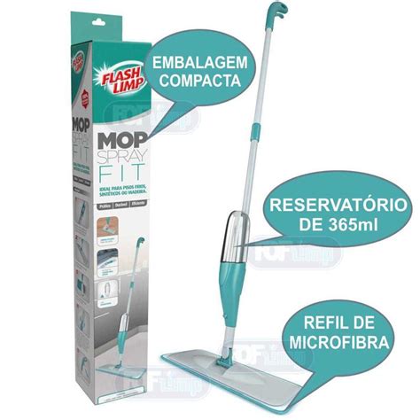 MOP SPRAY FIT FLASH LIMP RESERVATÓRIO 365ml E CABO 128cm Mop e