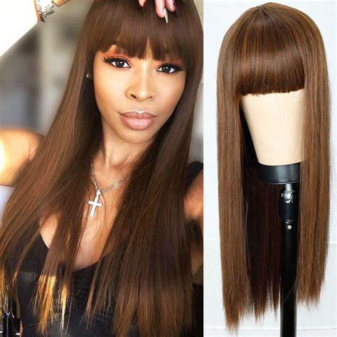 Buy Merisihair Blonde Long Straight Wig With Bangs Synthetic Hair Wigs Bang With Wig For Woman