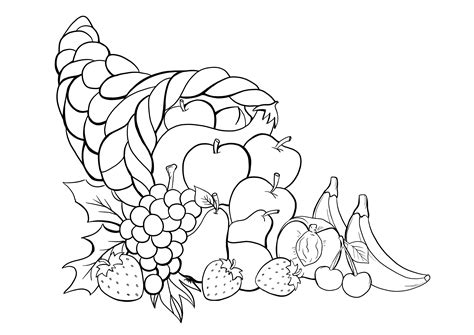 gemischte Früchte zum Ausmalen, Seite kostenlos ausdrucken