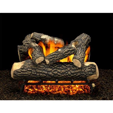 American Gas Log Tahoe Blaze 30 In Vented Natural Gas Fireplace Logs Complete Set With Manual