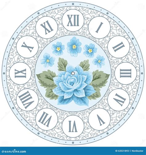 Vintage Clock Face With Roses Stock Vector Image 63531893