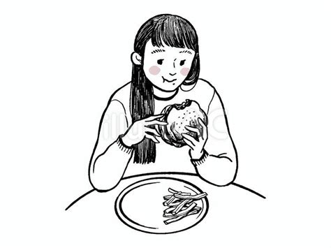 ハンバーガーを食べる女の子イラスト No 24012993｜無料イラスト・フリー素材なら「イラストac」