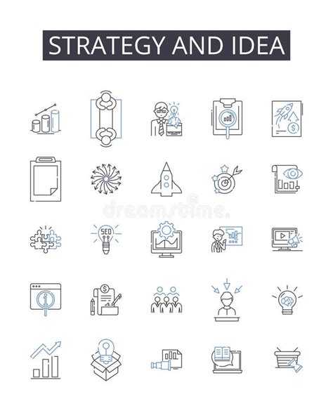 Strategy And Idea Line Icons Collection Purpose And Objective Vision