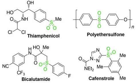 Several important molecules containing sulfone functional group ...