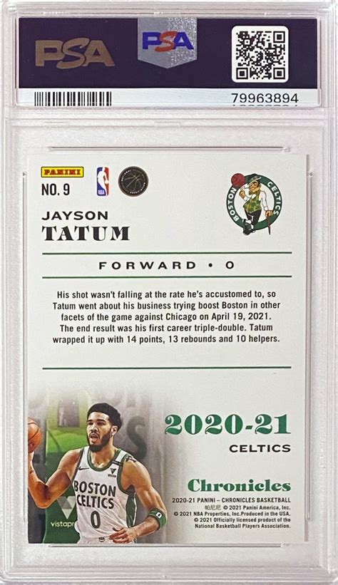 Jayson Tatum Panini Chronicles Basketball Boston Celtics Graded