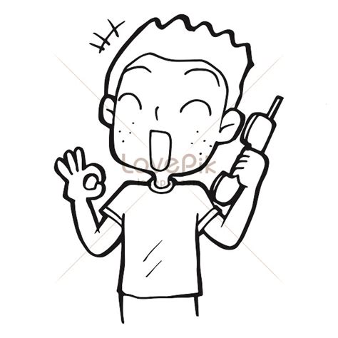 Man Calling Cartoon Doodle Kawaii Anime Coloring Page Cute Illustration