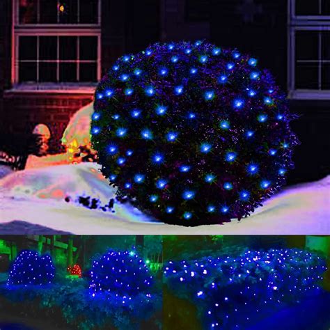 YAZHPA Led Blue Christmas Net Lights Outdoor Christmas Bushes Lights