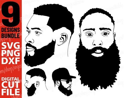 X Beard Black Man Bundle Svg Afro Man Hairstyle Men Svg Beard Svg