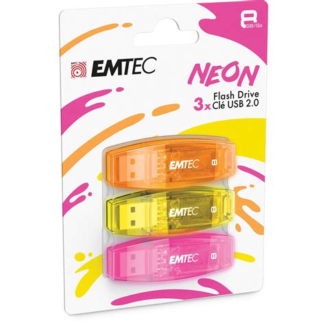 Emtec C410 Neon Lecteur Usb Flash 8 Go Usb Type A 2 0 Orange Rose