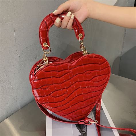 ⊕brand Heart Tote Bag For Women 2021 Stone Pattern Pu Leather Crossbody Bags Female Small