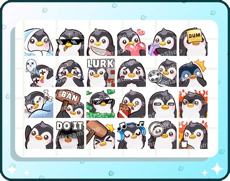 Twitch Emote Cute Penguin Mega Pack Emotes 24 Emotes Ready Etsy