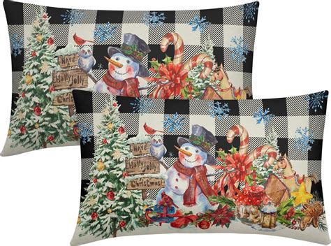 Amazon Christmas Lumbar Pillow Covers X Set Of Xmas Tree