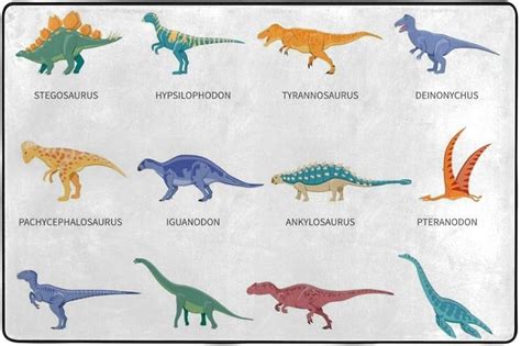Tipos De Dinossauros Nomes - 12 tipos de dinossauros com nomes assinados, arte em aquarela, desenho ...