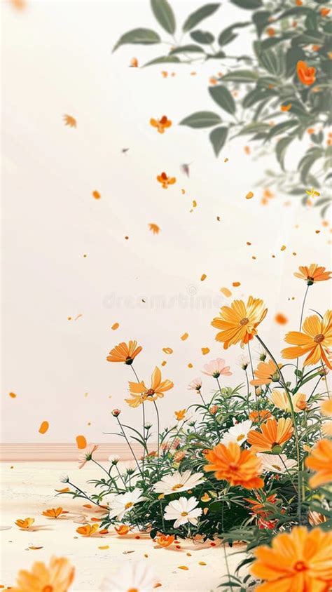 Beautiful Summer Flowers Wallpaper with Orange and White Blossoms Stock Image - Image of petals ...