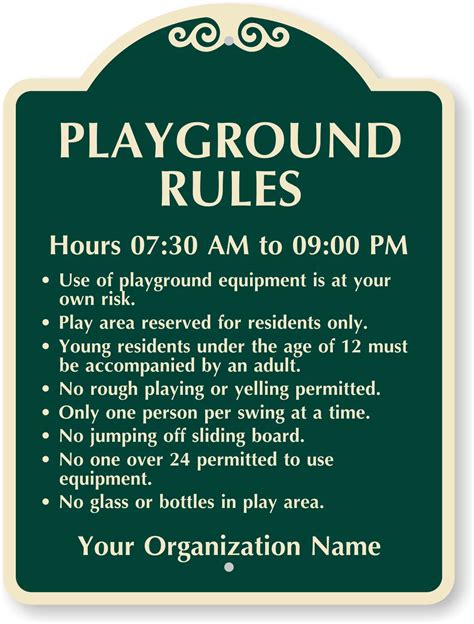 Smartsign Playground Rules Letrero De Diseño