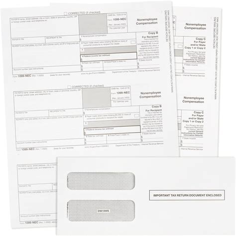 2023 1099 Nec Tax Forms 3 Part Kit 50 Pack No Copy A