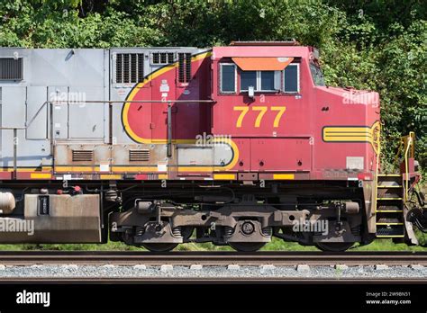 Everett Wa Usa September 6 2023 Cab Of Bnsf Locomotive 777 In