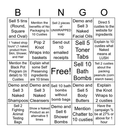 NAKED BINGO Card