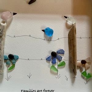 Sea Glass Pebble Art Pebble Art Flowers Gift For Her Mother Sister