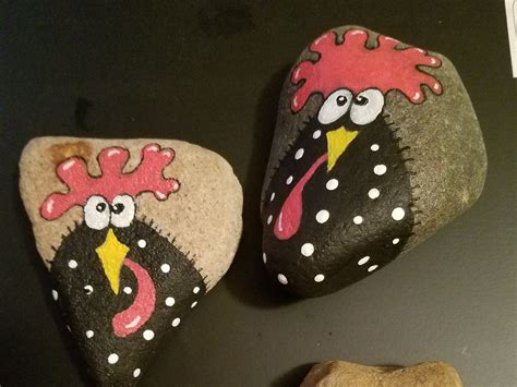 Goofy Chicken Painted Rock Stone Art Painted Rocks Chicken Painting