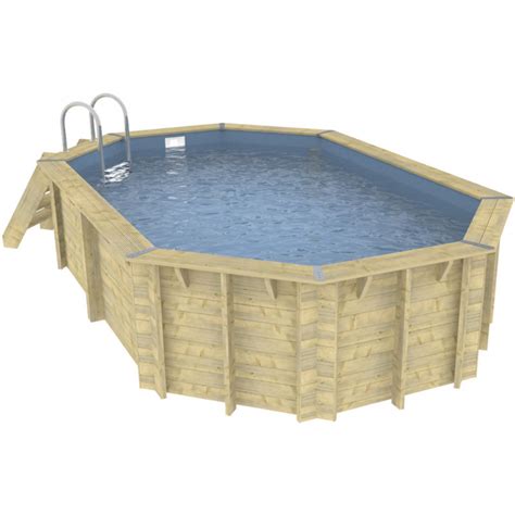 Piscine bois octogonale avec IPN 300x490cm SUNWATER toute équipée UBBINK