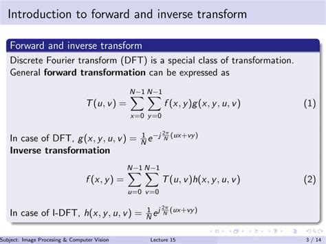 Lecture 15 DCT Walsh And Hadamard Transform PPT