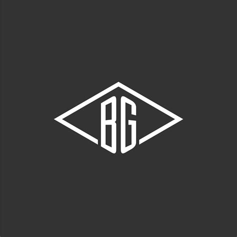 Initials BG Logo Monogram With Simple Diamond Line Style Design