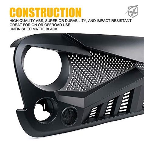 Xprite Matte Black Front Grille Grid Grill W Mesh Compatible With Jeep