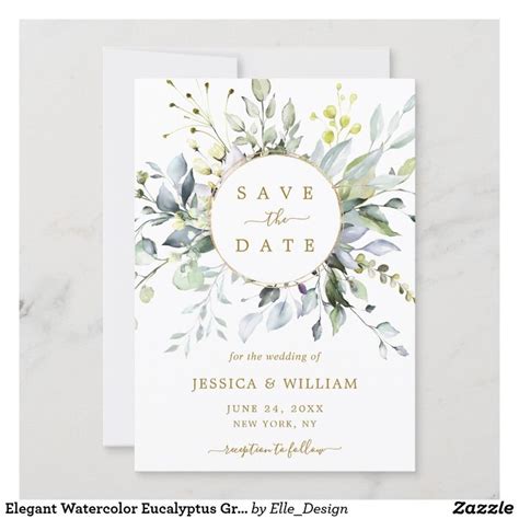 Elegant Watercolor Eucalyptus Greenery Wedding Save The Date Zazzle