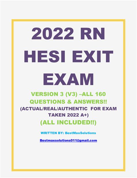 2022 RN HESI EXIT EXAM VERSION 3 V3 ALL 160 QUESTIONS ANSWERS