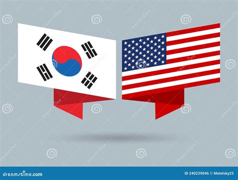 Banderas De Corea Del Sur Y Estados Unidos Símbolos Nacionales