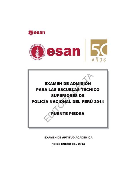 Ets Pnp Eo Pnp Apuntes Examen De Aptitud Acad Mica De