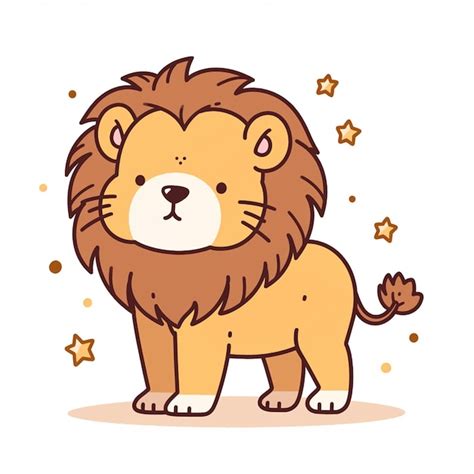 Lion De Dessin Anim Mignon Illustration Vectorielle Isol E Sur Un Fond