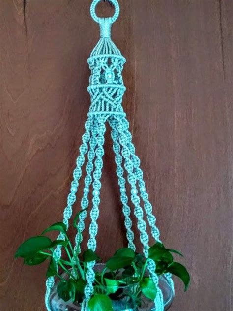 Handcrafted Unique Spiral Macrame Plant Hanger W Birdcage Top 6 Legs