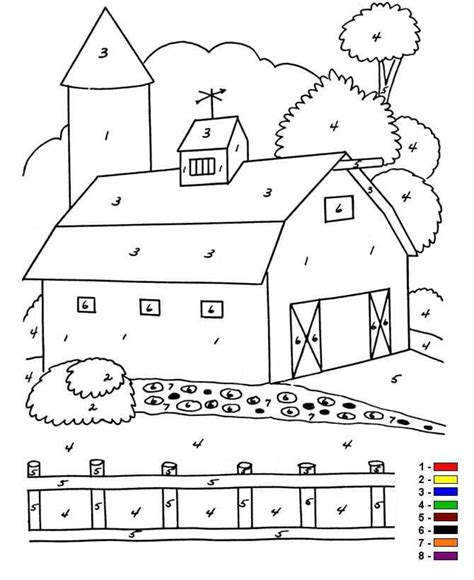 Color By Number Worksheets Farm