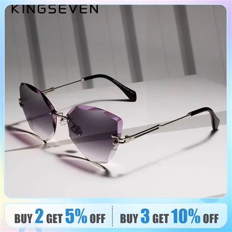 Kingseven Design Fashion Lady Sun Glasses Rimless Women Sunglasses