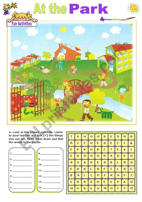 At The Park Esl Worksheet By Mena