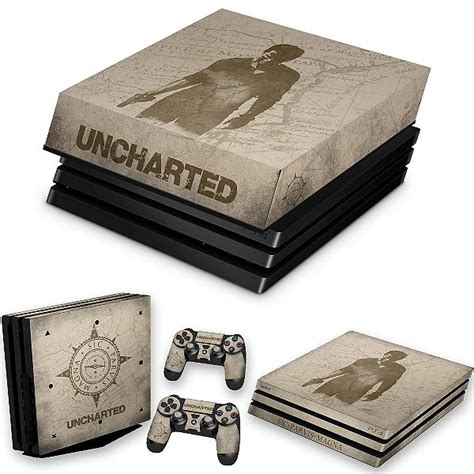 KIT PS4 Pro Skin E Capa Anti Poeira Uncharted Pop Arte Skins