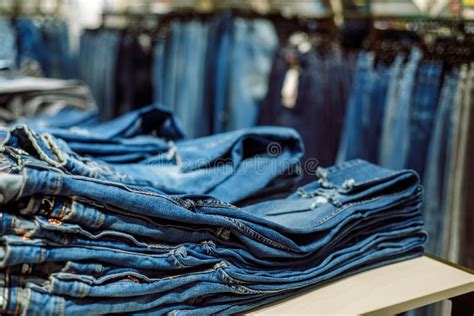 Tienda De Jeans En Un Centro Comercial Denegar Ventas Pantalones Azules