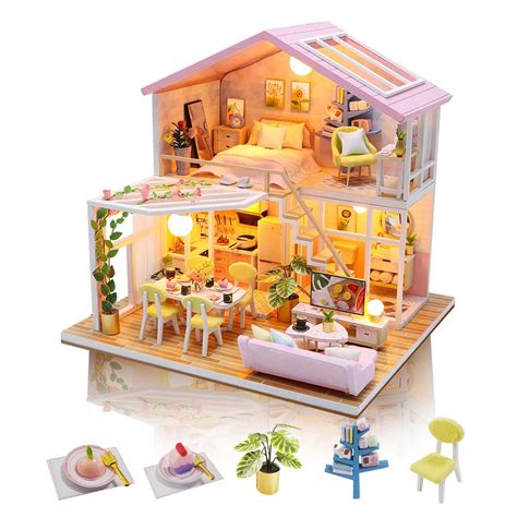 Buy Gudoqi Diy Miniature Dollhouse Kit Tiny House Kit With Furniture