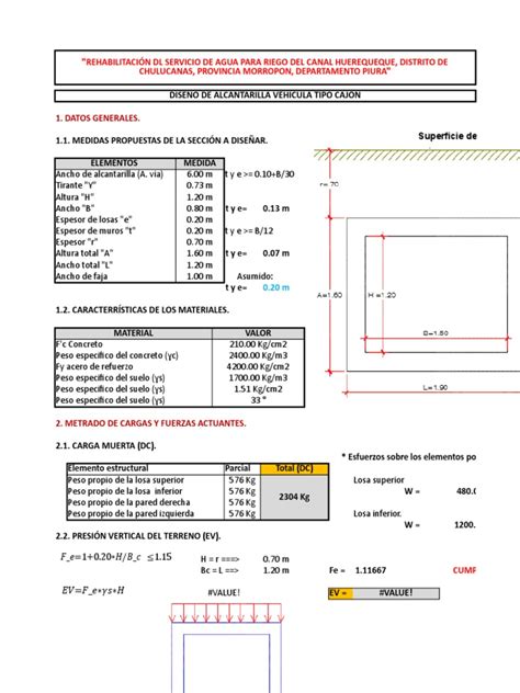 Diseño De Alcantarilla Vehicular Tipo Cajón Para La Rehabilitación Del Servicio De Agua Para