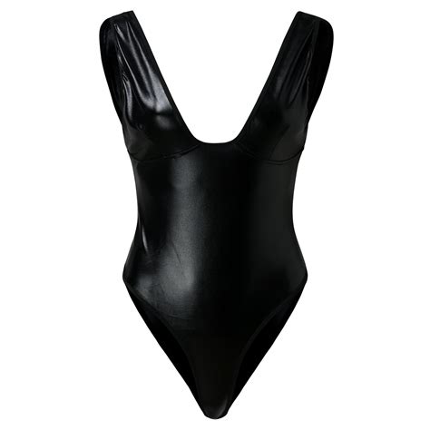 Lingerie For Women Leather Teddy Bodysuit Lingerie Cute Cutout V Neck