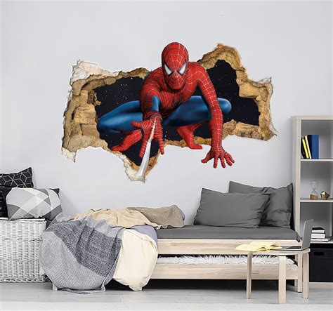 Spiderman Wall Decal Boys Room, Superhero Vinyl Mural Removable for Baby Kids, Spiderman Decor ...