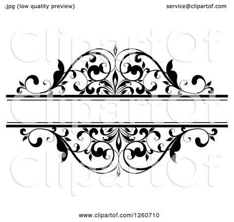 Clipart Of A Black And White Ornate Flourish Swirl Frame Royalty Free