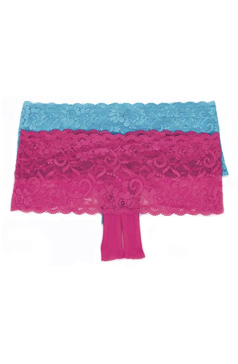 Turquoise Lace Crotchless Short The Good Lingerie Company