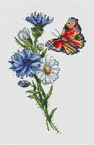 Wildflowers And Butterfly Cross Stitch Pattern Code Nk Nadezhda