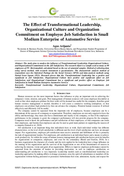 Pdf The Effect Of Transformational Leadership Organizational Culture And Innovation On