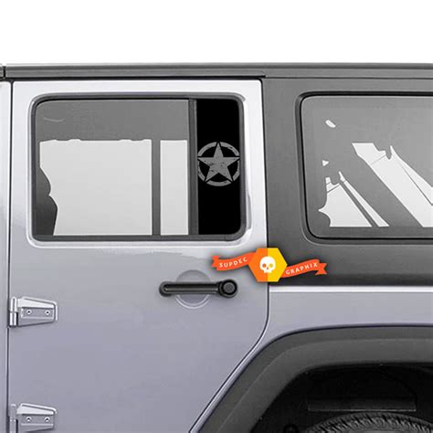 Coppia Adesivi In Vinile Per Porte Jeep Star Gladiator Wrangler Decal