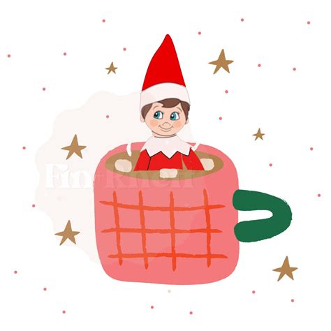 Elf In Hot Chocolate PNG Elf On The Shelf PNG Elf Digital Etsy